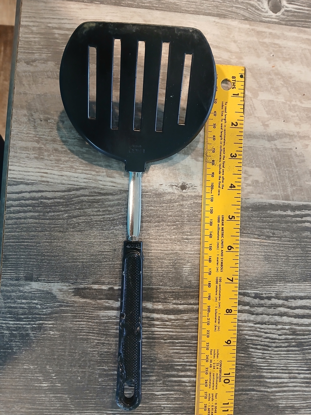 Vintage EKCO 10" Nylon Slotted Wide Spatula Pancake Flipper Black Handle